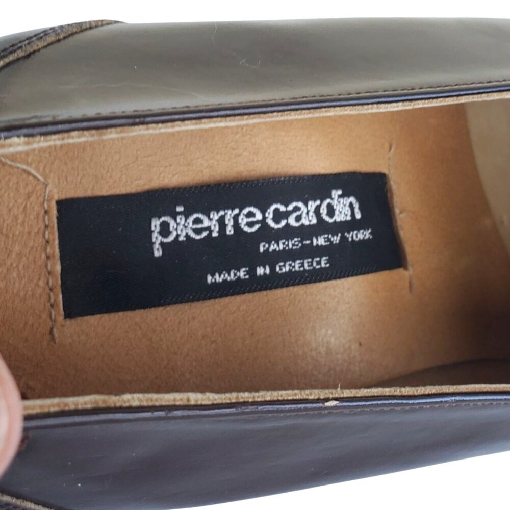 Pierre Cardin 70s Men Size 8 Brown Patent Leather Slip On Shoes Deadstock NWOT - Picture 3 of 12